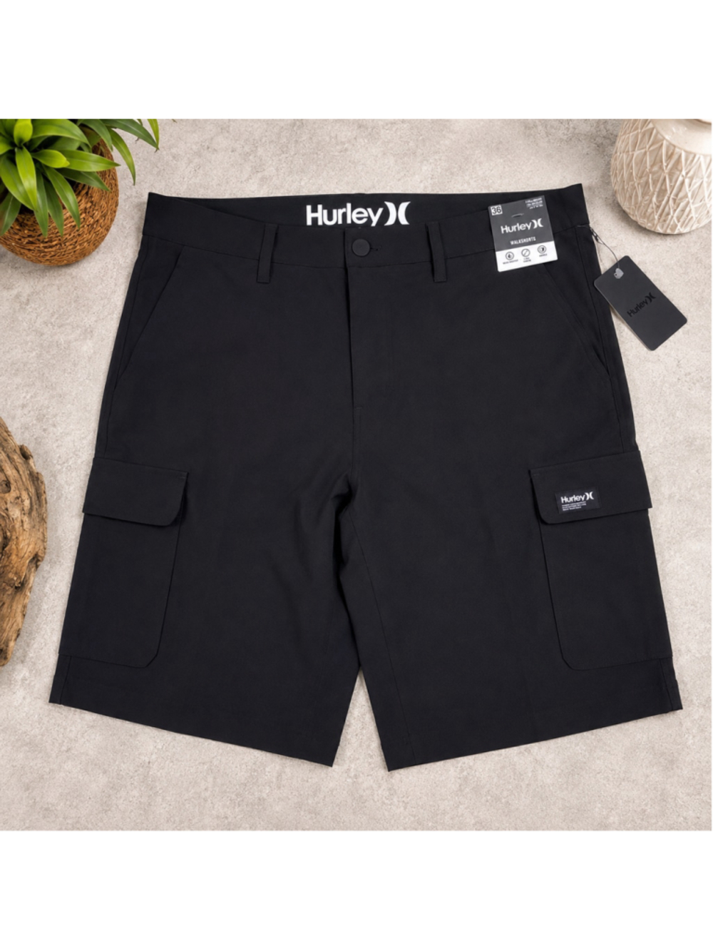 Men's Hurley Cargo Shorts Size 36 Black